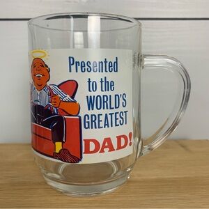 Vintage “Presented to the World's Greatest Dad!” Large Glass Mug